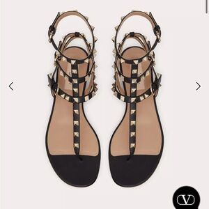 Valentino rockstud calfskin flat flip flop sandal